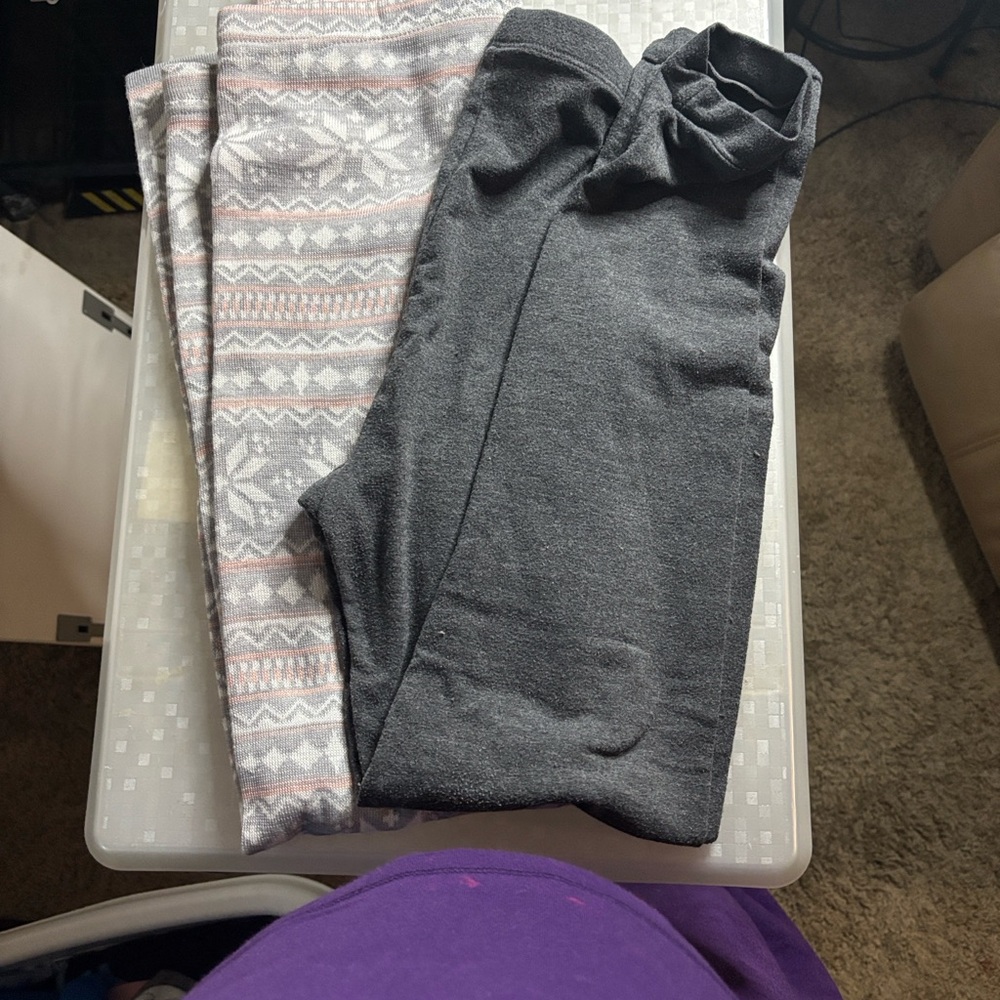 Bundle (2) Gray and Patterned  Leggings - (Box#5)